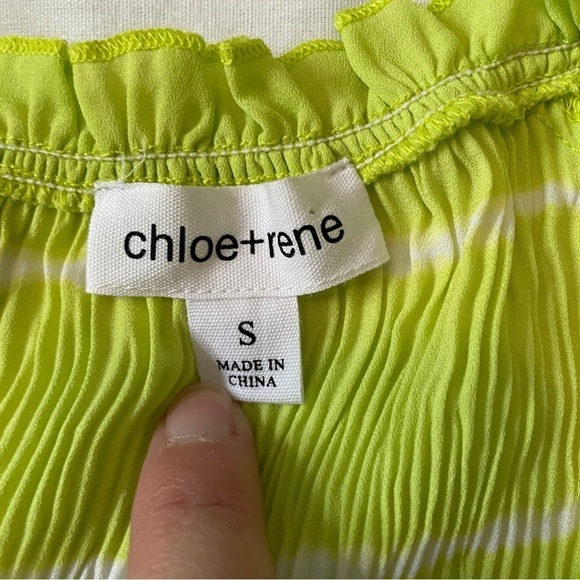NEW Chloe + Rene Small Bright Green Stripe Dress Sundress ~ Beach Summer Casual - Picture 9 of 10